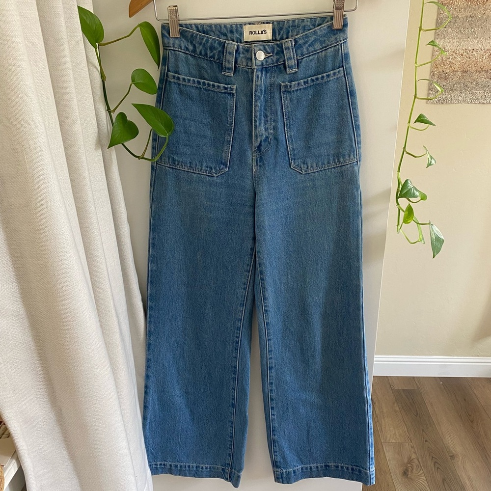 Rolla’s High Rise Wide Leg Denim Square Pockets Size 24 Aussie Size 6